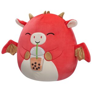 Squishmallows 12-Inch Baiden the Red Dragon with Boba Drink