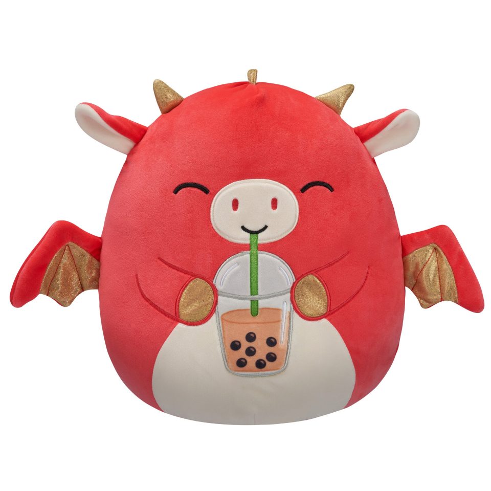 Squishmallows 12-Inch Baiden the Red Dragon with Boba Drink