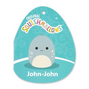 Squishmallows 16-Inch John-John the Slate Blue Dino With White Belly