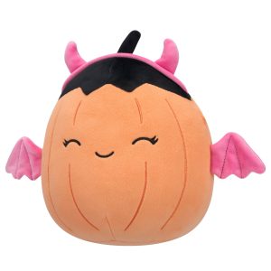 Squishmallows 8-Inch Margie the Pastel Orange Pumpkin in Pink Devil Costume