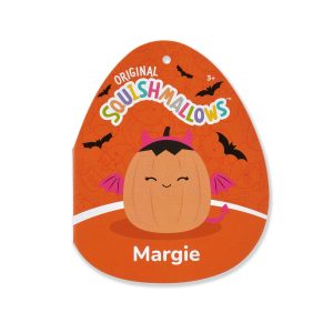 Squishmallows 8-Inch Margie the Pastel Orange Pumpkin in Pink Devil Costume