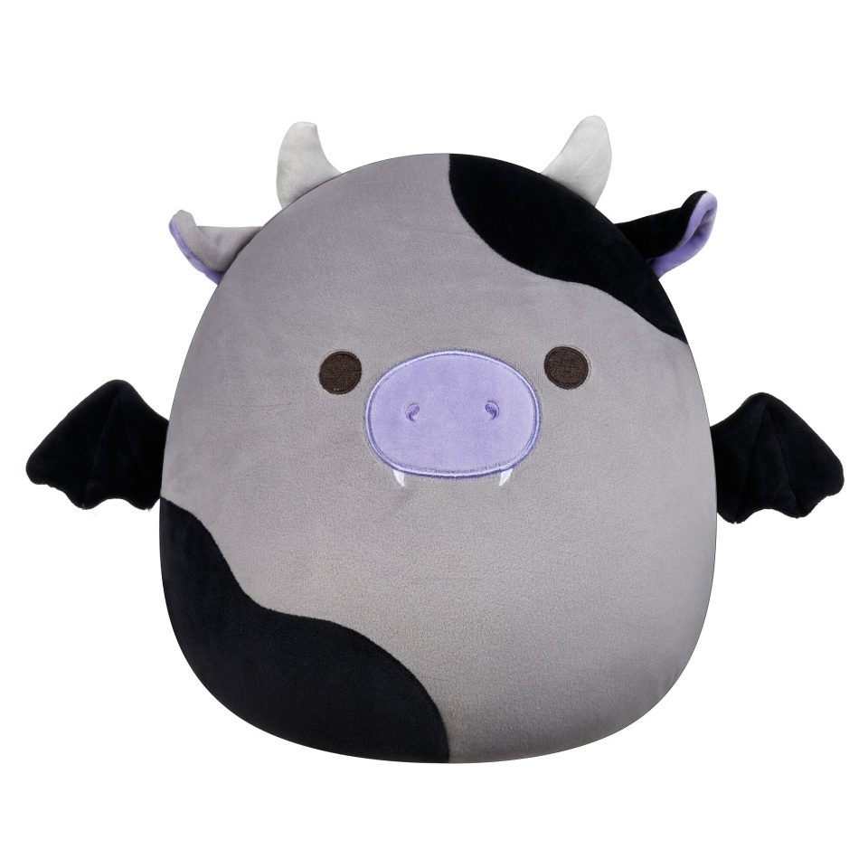 Squishmallows 12-Inch Bridgette the Grey and Black Cow Bat