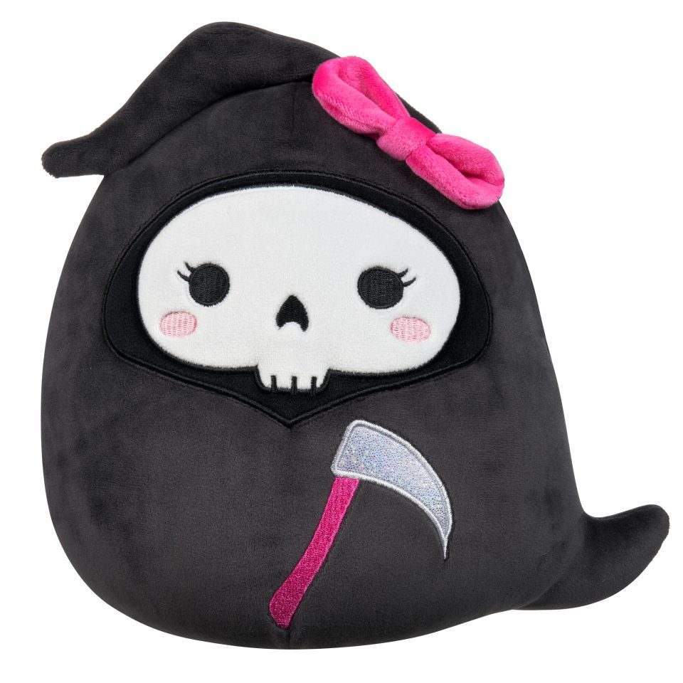 Squishmallows 8-Inch Jane the Black Grim Reaper with Bow