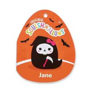 Squishmallows 8-Inch Jane the Black Grim Reaper with Bow