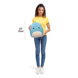Squishmallows 16-Inch John-John the Slate Blue Dino With White Belly